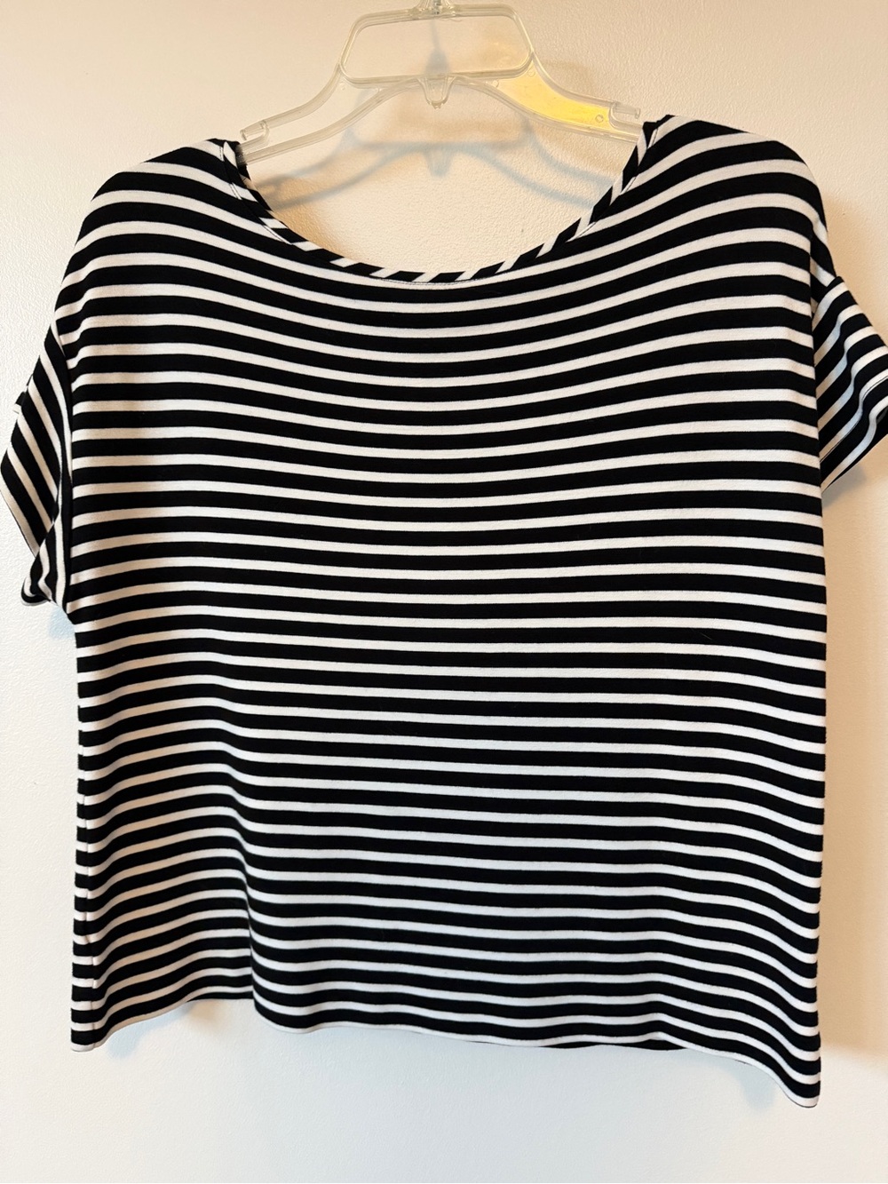 Ann Taylor Black & White Striped Short Sleeve Tee